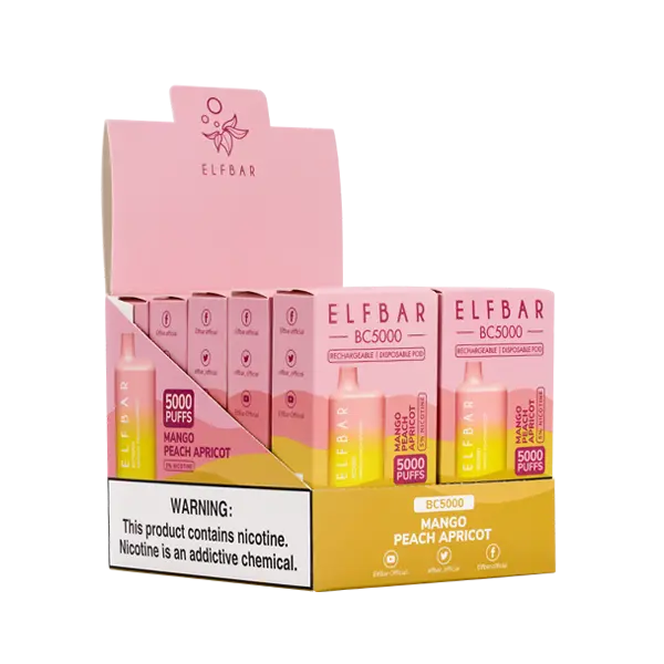 BUY 1 GET 1 FREE Mango Peach Apricot Elf Bar 5000 | Vape Amazon India EBDESIGN