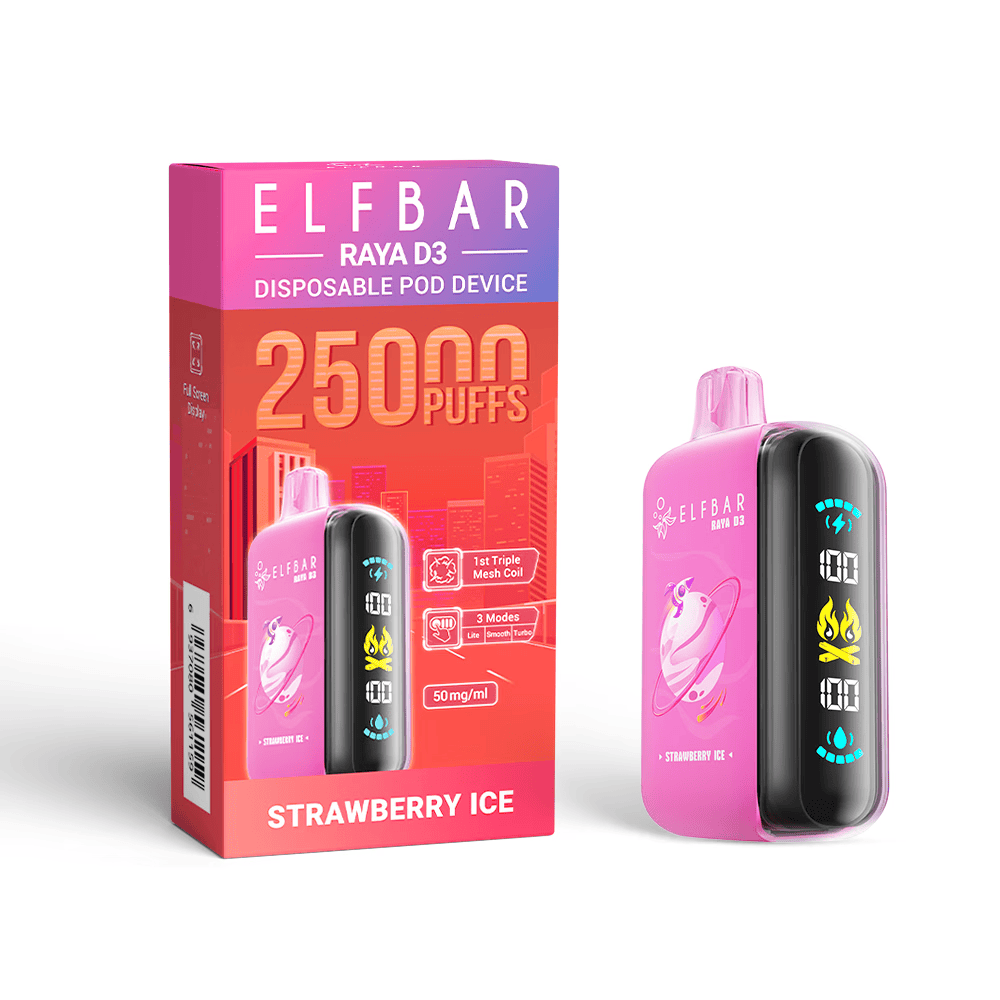 Elfbar Raya D3 25000 Puffs | 50mg Nic Disposable | Dedicated Indicators | Triple Mesh Coil