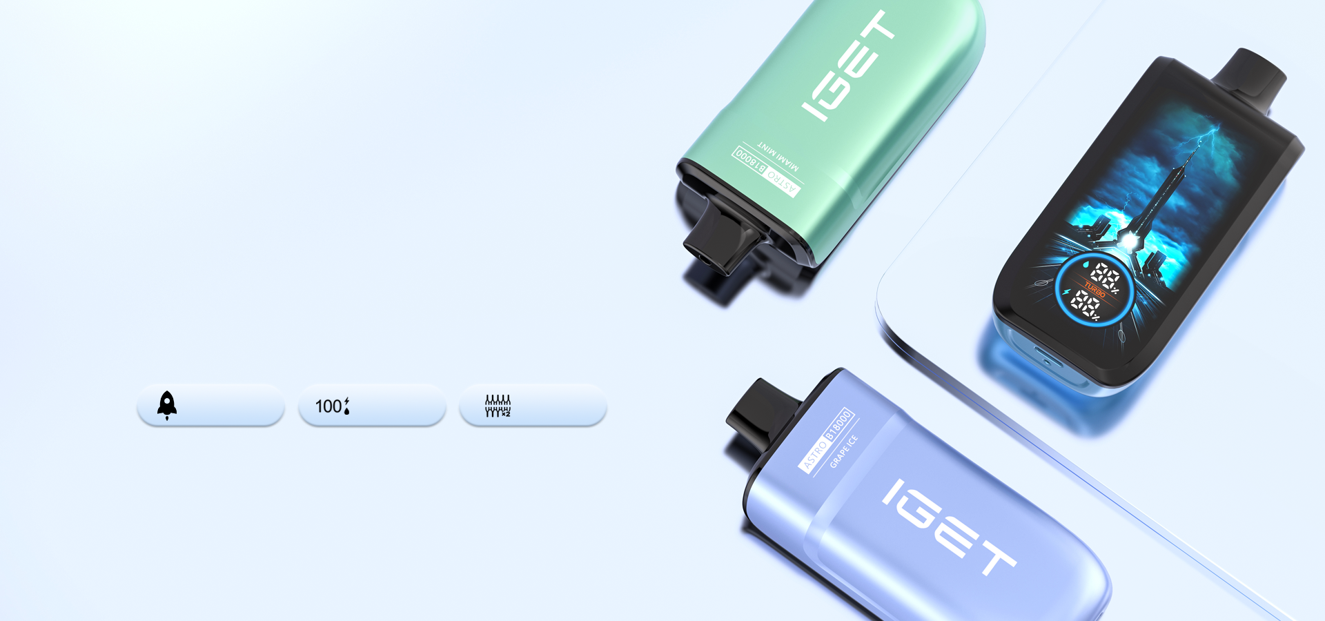 IGET Astro 18000 Disposable Vape – 18,000 Puffs Rechargeable Vape with Dual Modes (Regular & Turbo), Smart Display & Dual Mesh Coil