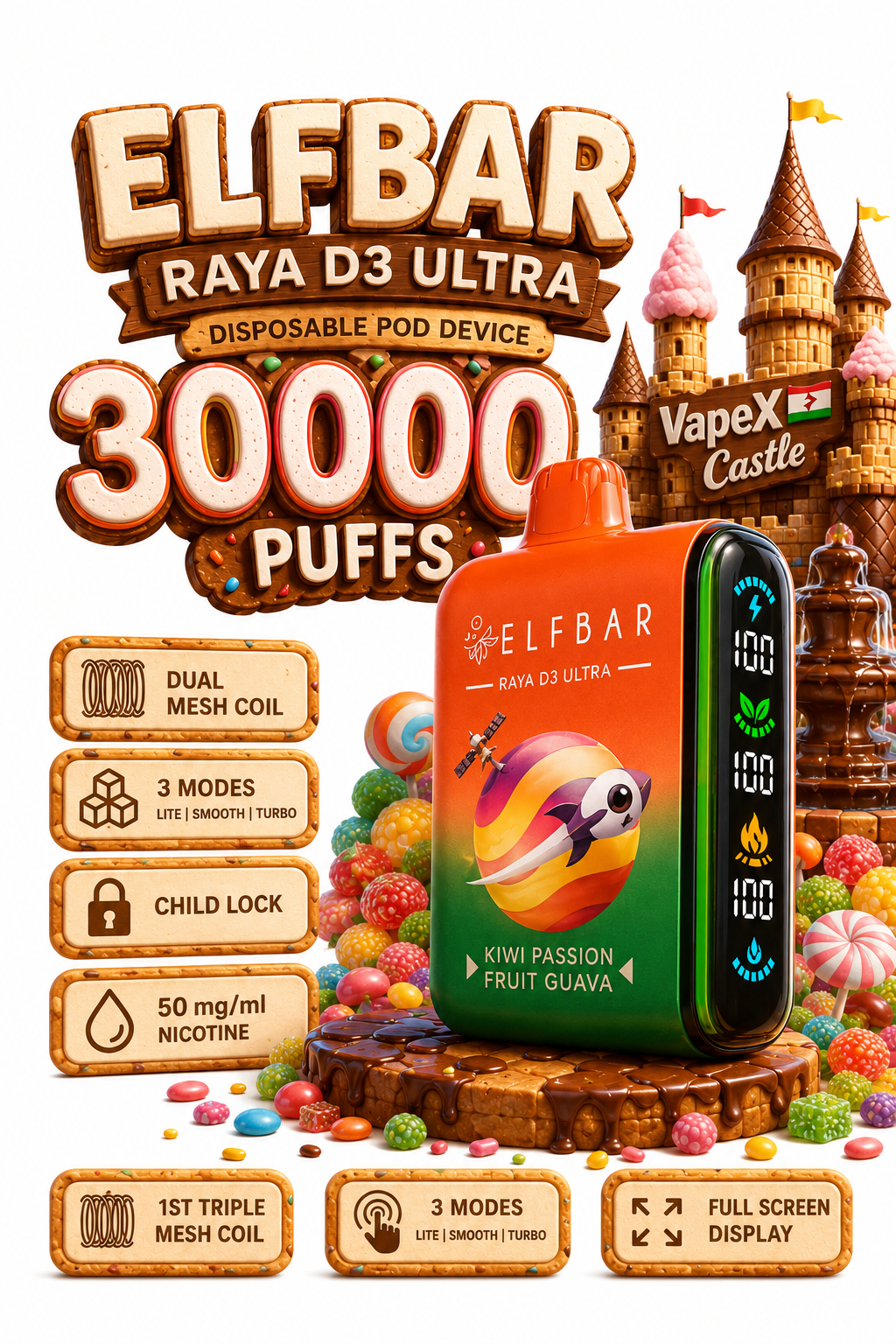 New Elfbar Raya D3 Ultra 25000 Puffs | 50mg Disposable