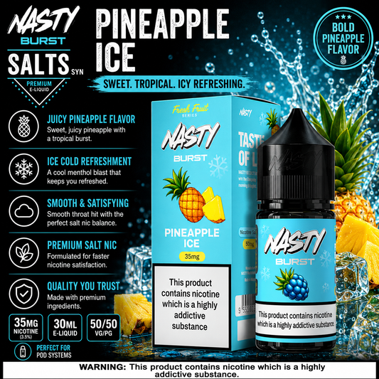 Pineapple Ice - Nasty Burst | 30ML Nic Salt Juice | 35MG, 50MG | Vape Mash India