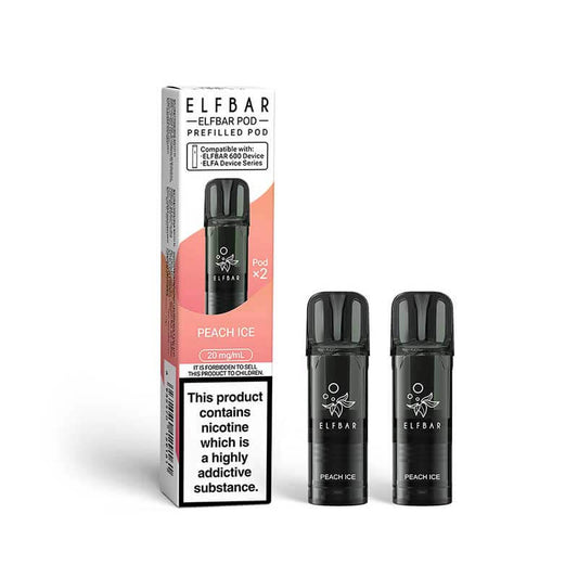Elf Bar 600 Peach Ice Prefilled Vape Pods 20mg - 2PK