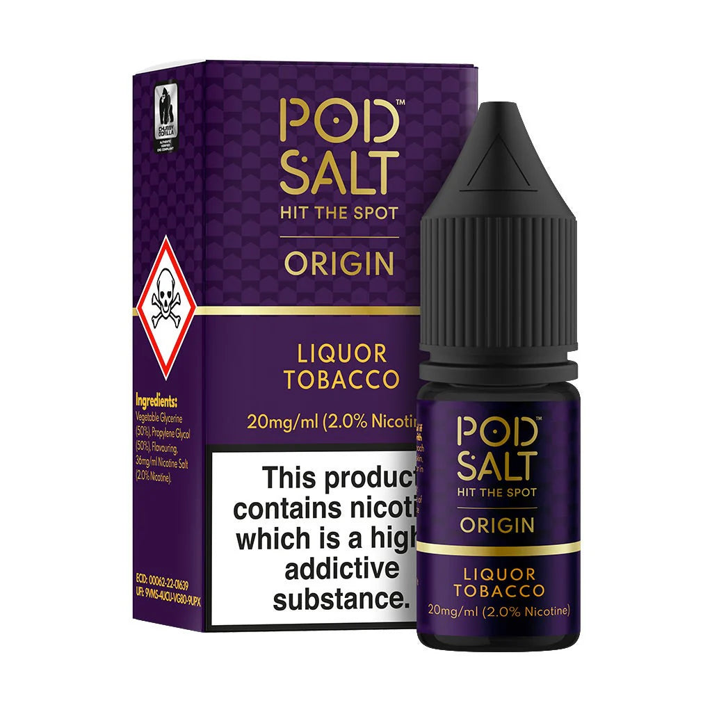 Pod Salt Origin Liquor Tobacco