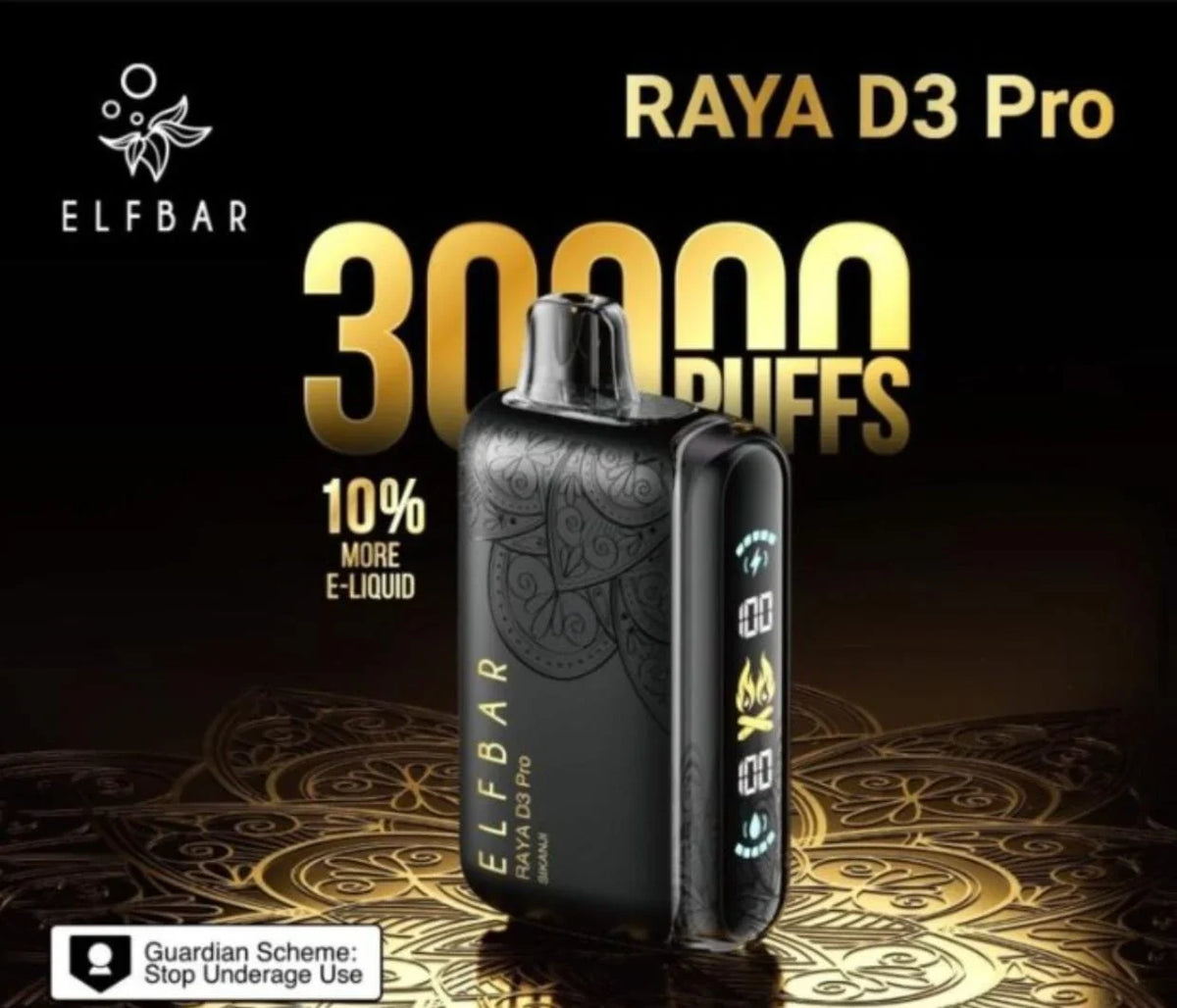 ELF BAR RAYA D3 PRO 30K PUFFS DISPOSABLE VAPE 10% More E-Liquid