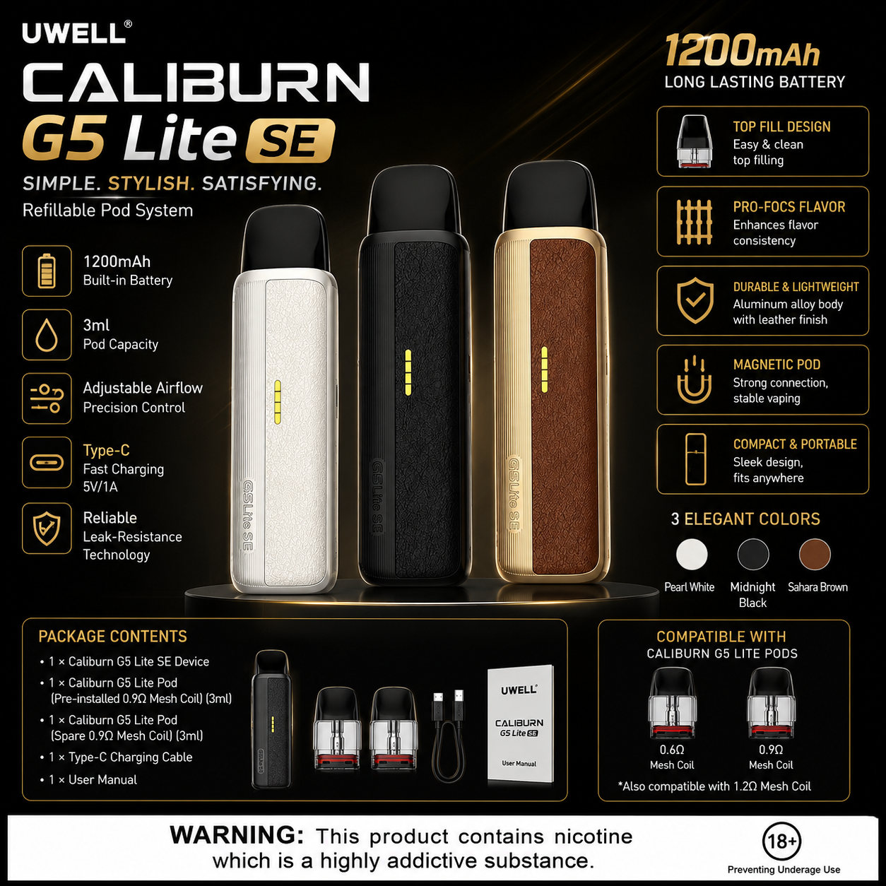 Uwell Caliburn G5 Lite SE Pod Kit 35W | Refillable Pod System | Vape Mash India