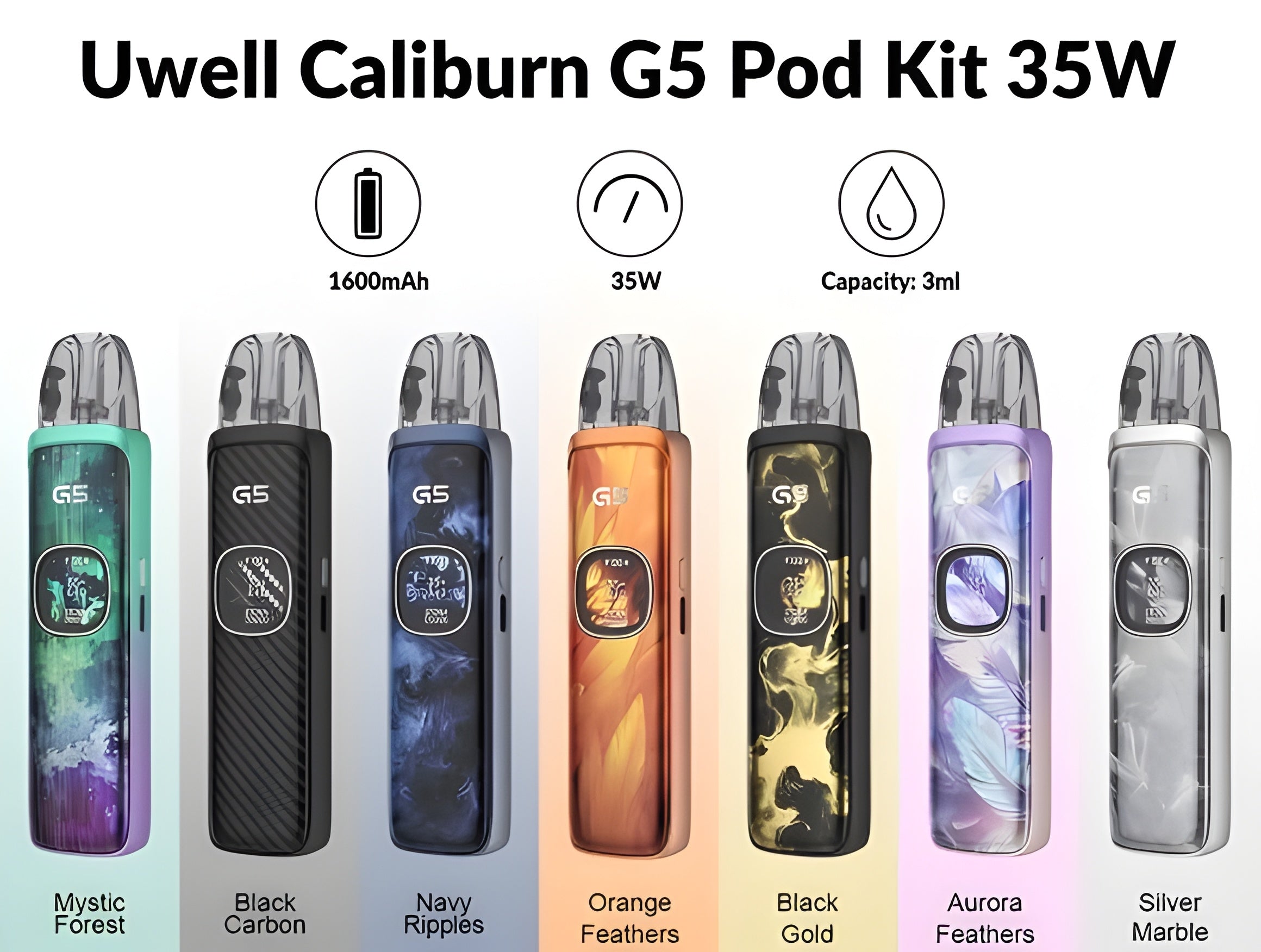 Uwell Caliburn G5 Pod Kit 35W | 1600mAh Battery | 3ML Pod System | Vape Mash India