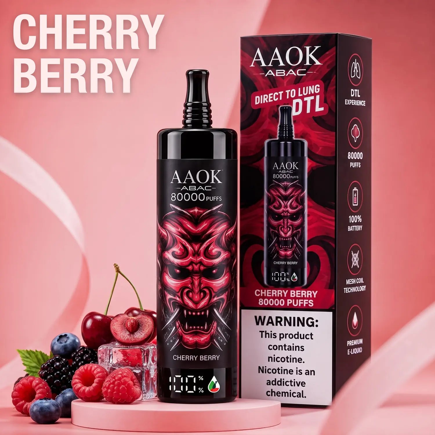 AAOK AK80000 disposable vape - Cherry Berry flavour
