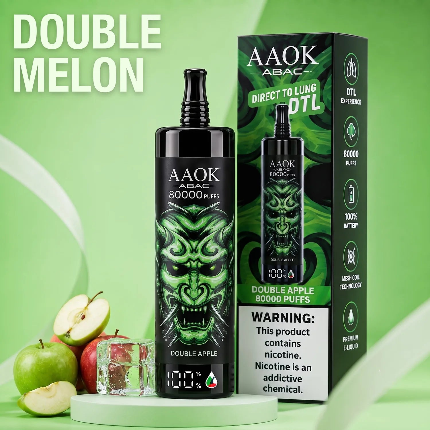 AAOK AK80000 disposable vape - Double Apple flavour