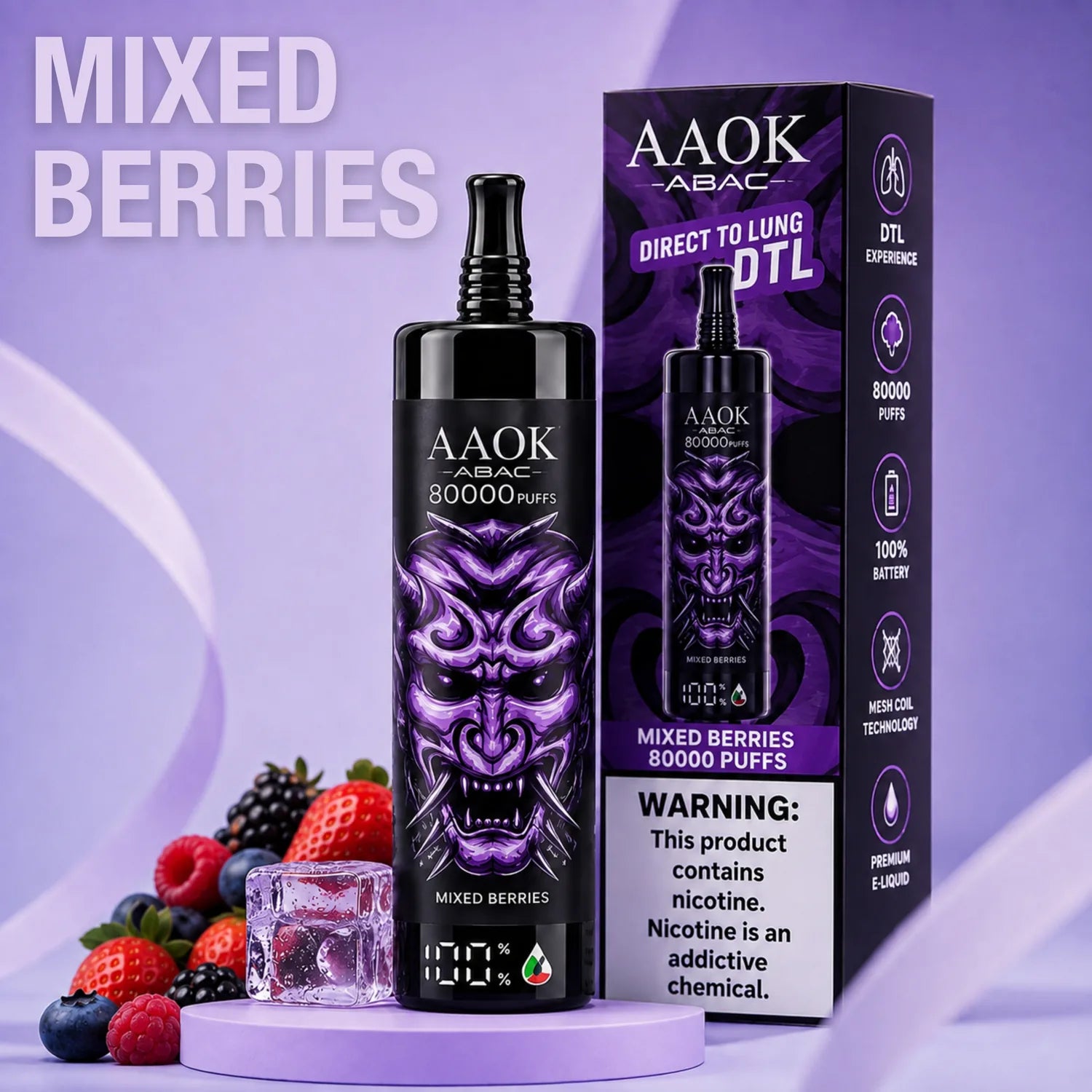 AAOK AK80000 disposable vape - Mixed Berries flavour