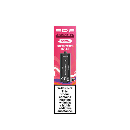 SKE Crystal 2400 4in1 Strawberry Burst Pre-Filled Vape Pods 20mg - 4 x Pods
