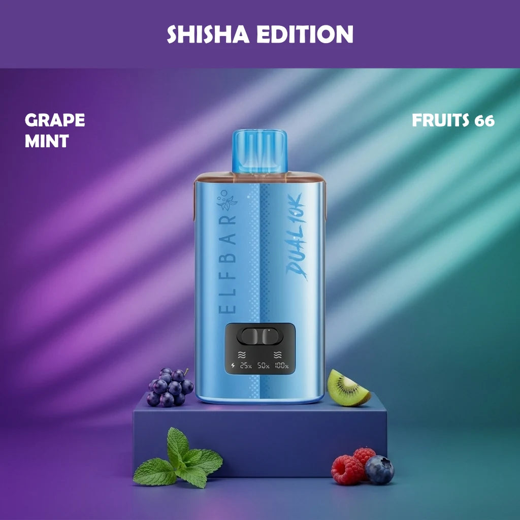 ELF BAR DUAL 10K disposable vape - Grape Mint Shisha Edition flavour