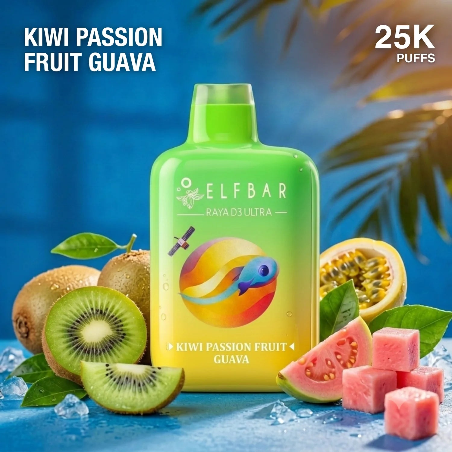 Elf Bar Raya D3 Ultra 30000 disposable vape - Kiwi Passion Fruit Guava flavour