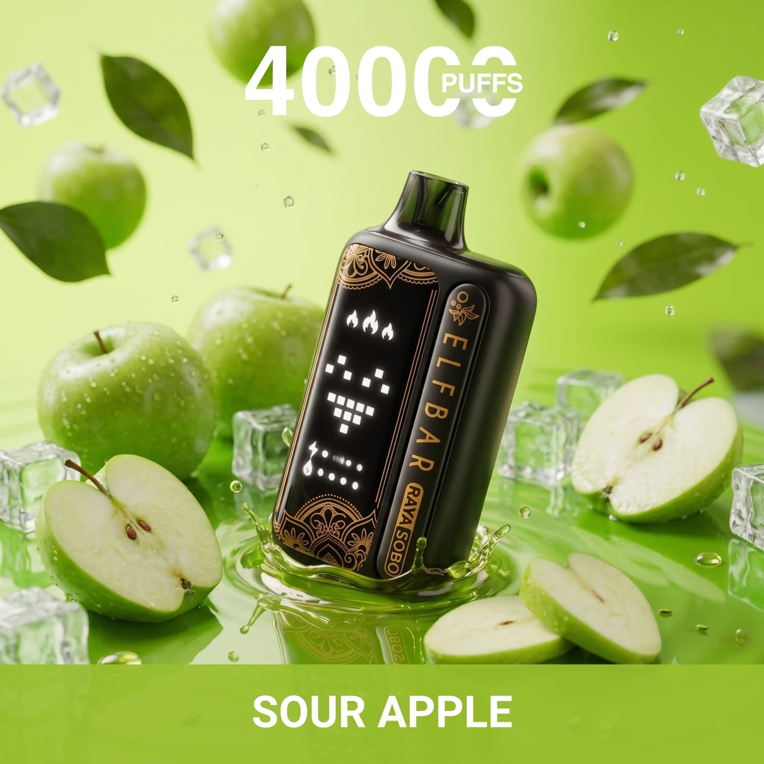Elf Bar Raya Sobo 40000 disposable vape - Sour Apple flavour