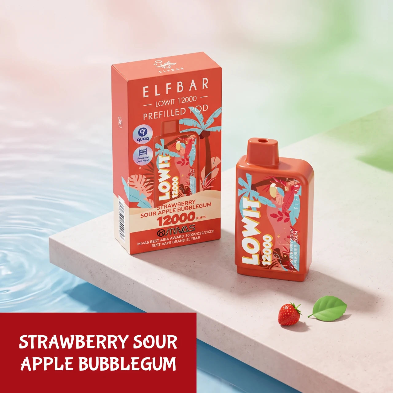 ELFBAR LOWIT 12000 disposable vape - Strawberry Sour Apple Bubble Gum flavour