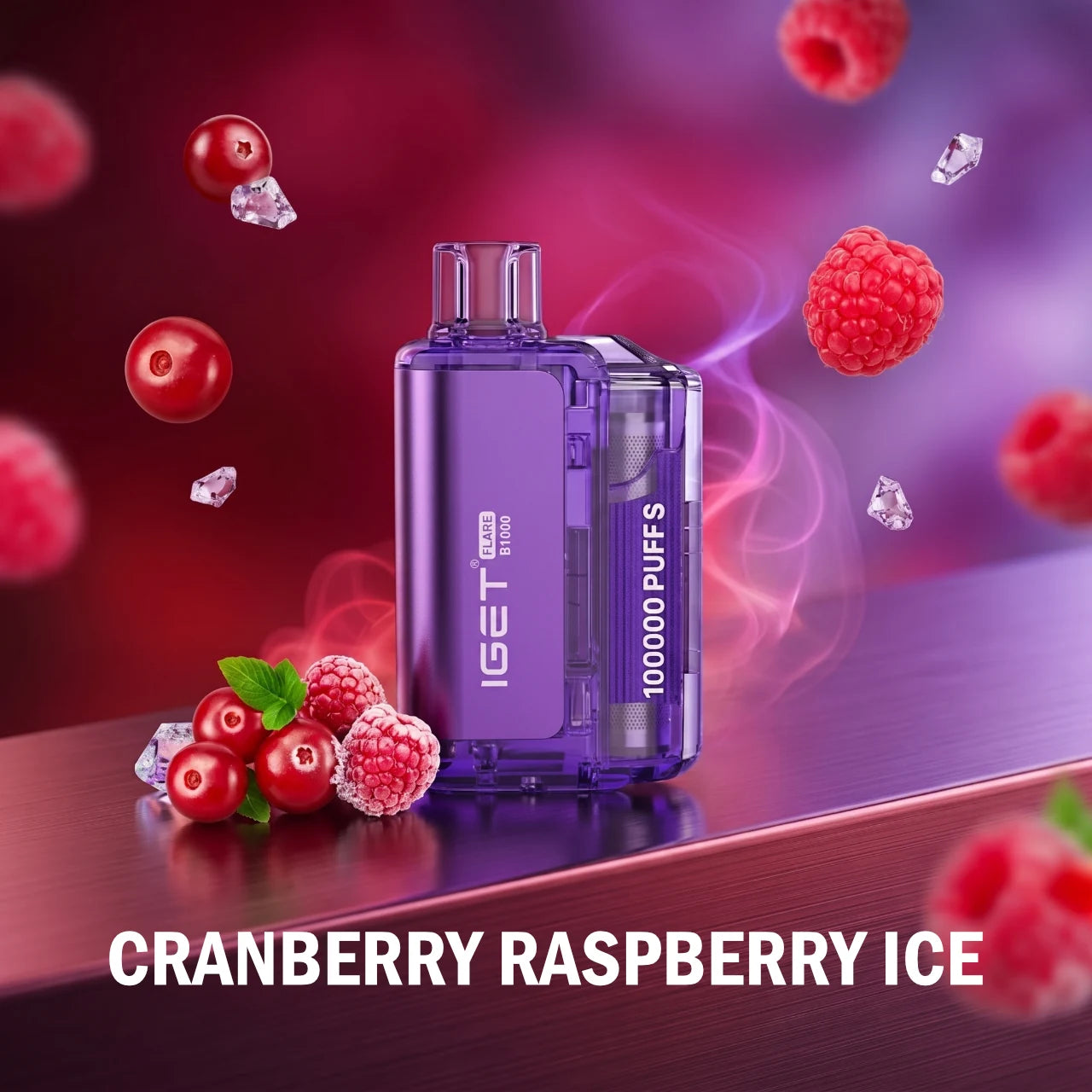 IGET FLARE B10000 disposable vape - Cranberry Raspberry Ice flavour