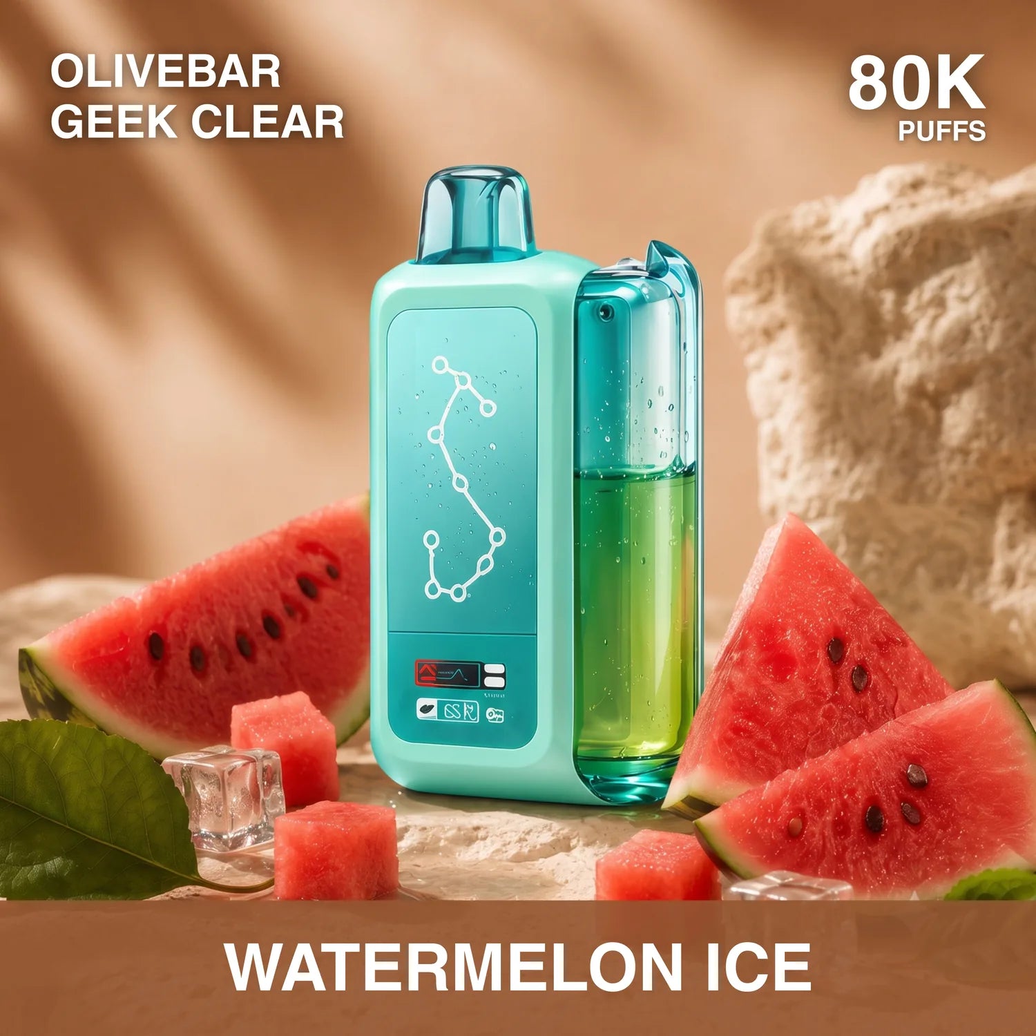Olivebar Geek Clear 80000 disposable vape - Watermelon Ice flavour