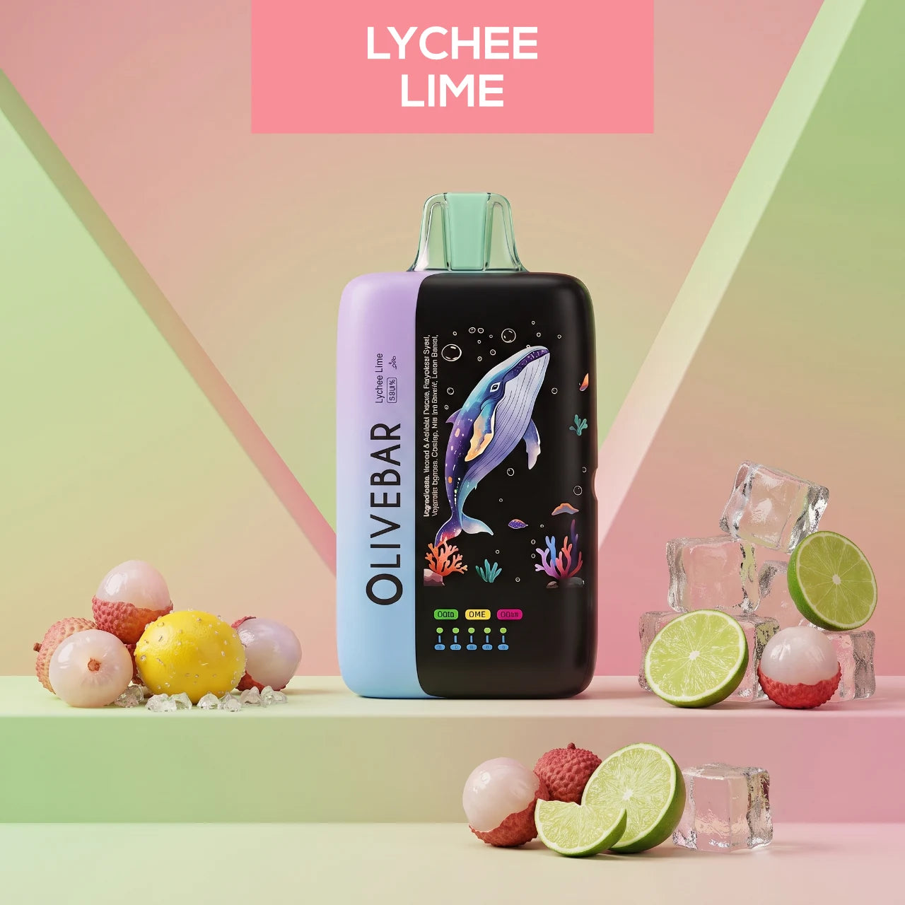 Olivebar Ocean 60000 disposable vape - Lychee Lime flavour