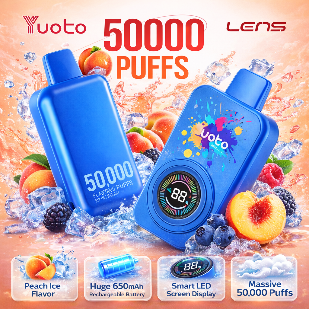Yuoto Lens 50000 Puffs Disposable Vape – Rechargeable Mesh Coil 5% Nic Salt Long-Lasting Vape