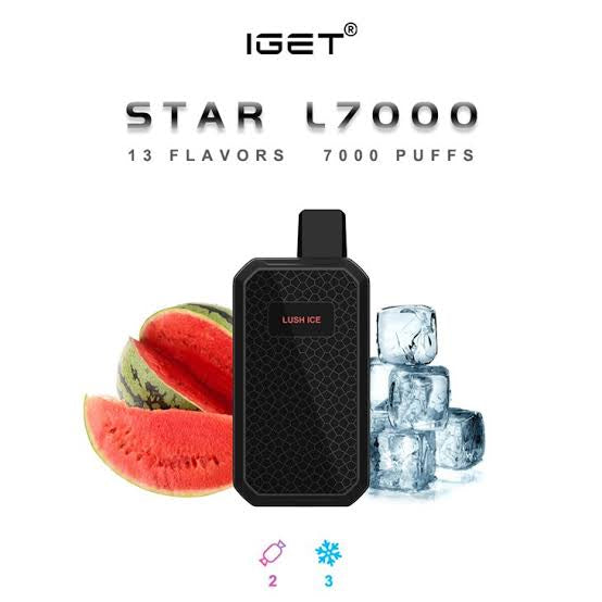 IGET Star 7000 Disposable Vape – 7,000 Puffs Rechargeable Vape with Mesh Coil, Type-C Charging & LED Star Light