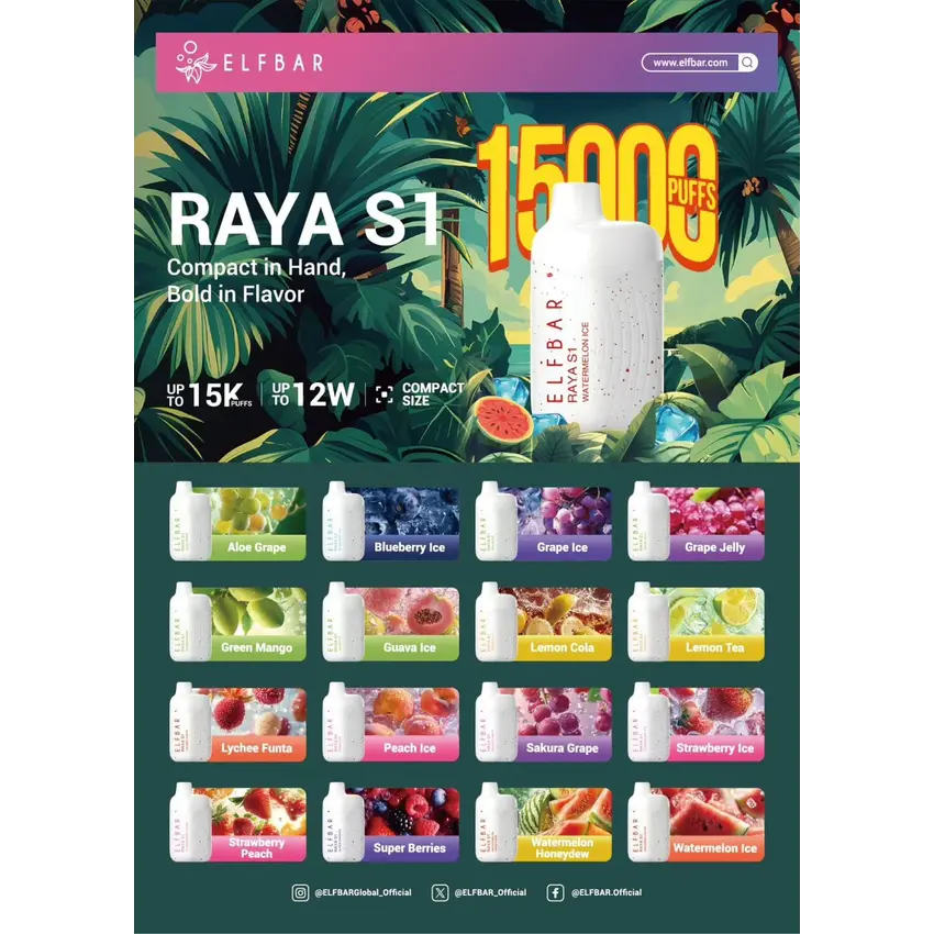 ELF BAR RAYA S1 15K Puffs – Peach Lychee Blackcurrant