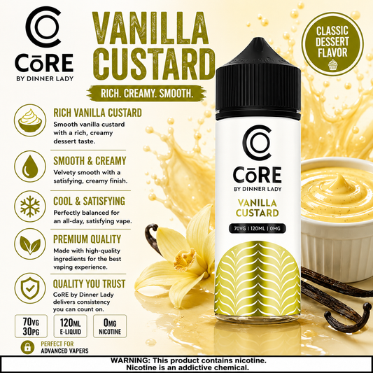 Vanilla Custard – CORE by Dinner Lady 120ML Vape Juice | 3MG, 6MG | Vape Mash India