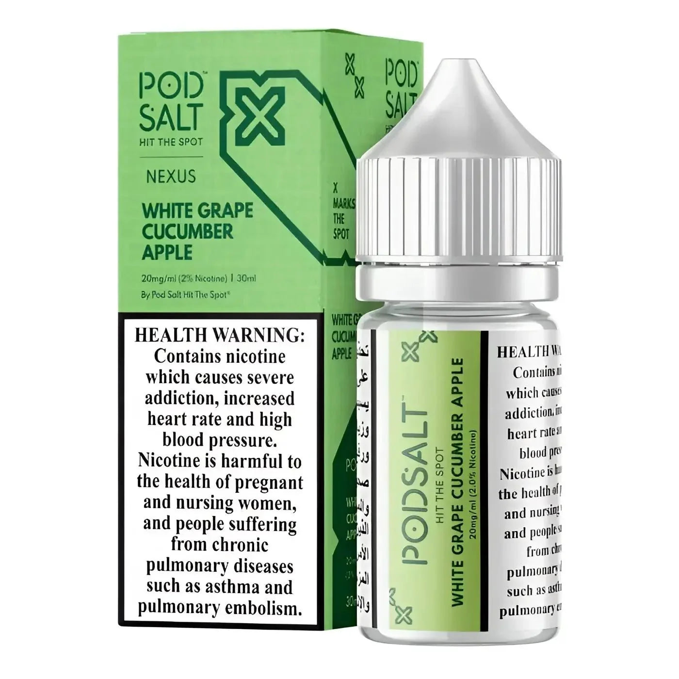 Pod Salt Nexus White Grape Cucumber Apple E-Liquid Bottle